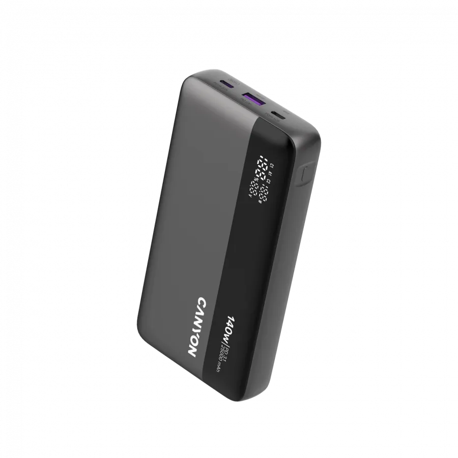 CANYON Power Bank PB-240, 25000mAh PD140W display power bank,Size160.0x82x27 mm Weight 508+-10g, Dark Grey Slika 2