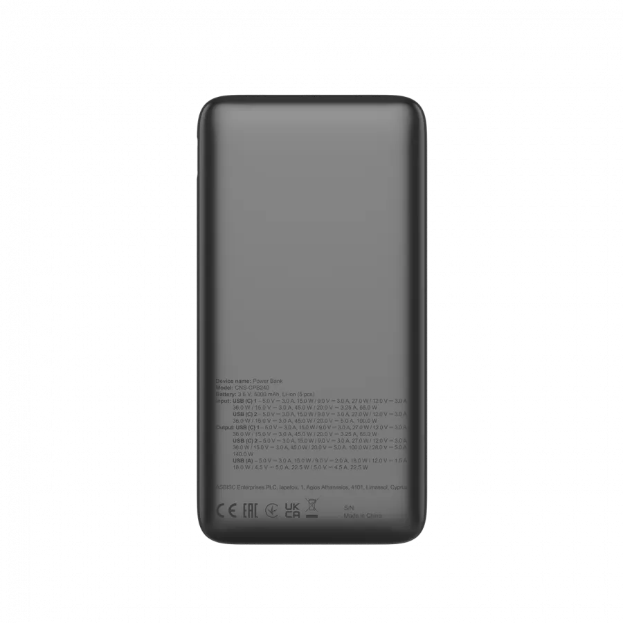 CANYON Power Bank PB-240, 25000mAh PD140W display power bank,Size160.0x82x27 mm Weight 508+-10g, Dark Grey Slika 4