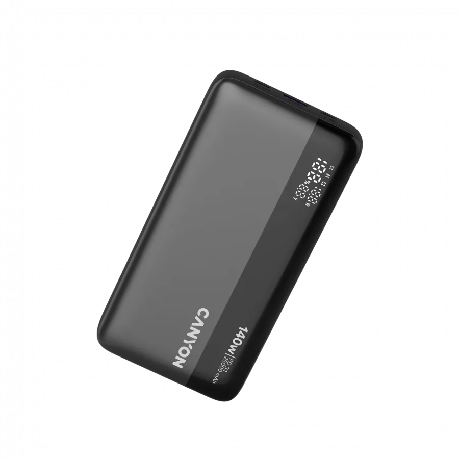 CANYON Power Bank PB-240, 25000mAh PD140W display power bank,Size160.0x82x27 mm Weight 508+-10g, Dark Grey Slika 8