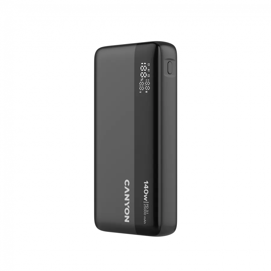 CANYON Power Bank PB-240, 25000mAh PD140W display power bank,Size160.0x82x27 mm Weight 508+-10g, Dark Grey Slika 17