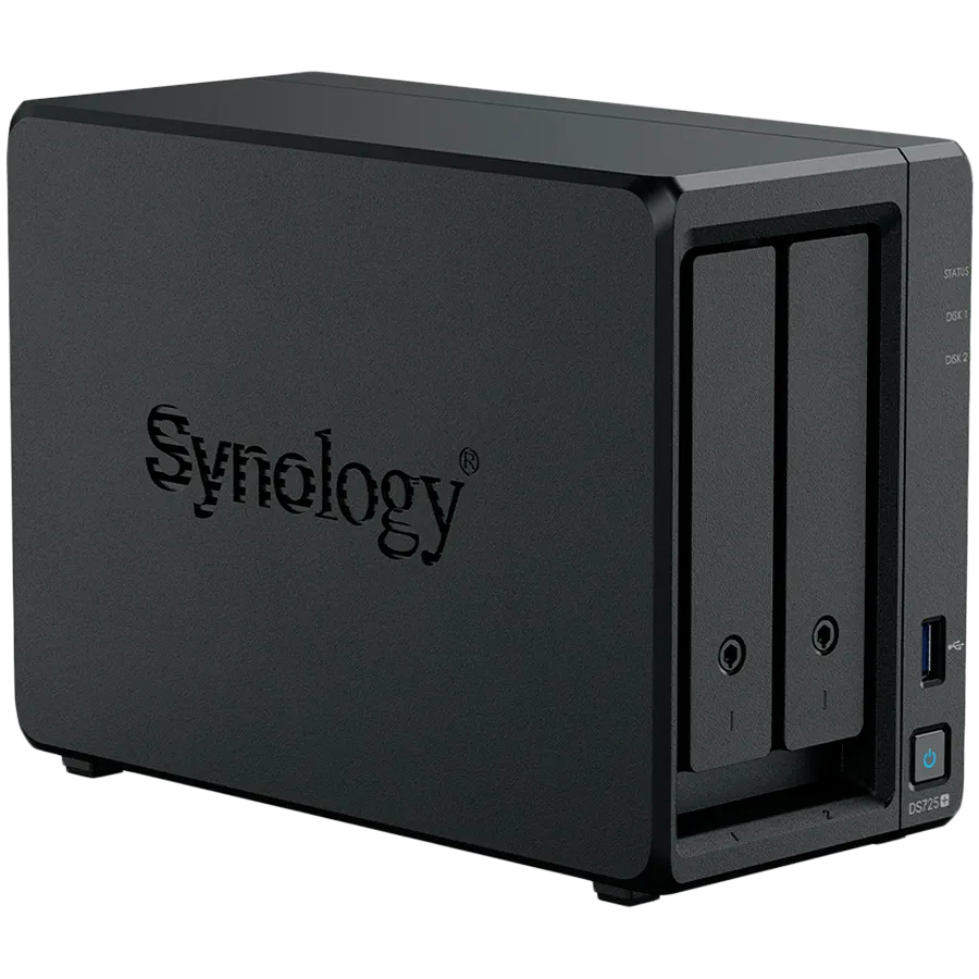 Synology DS725+, Tower, 2-Bays 3.5'' SATA HDD/SSD, 2 x M.2 2280 NVMe SSD, CPU AMD Ryzen R1600 dual-core (4-thread), max. boost up to 3.1 GHz, 4 GB DDR4 ECC SODIMM, 1 x 2.5 GbE, 1 x 1GbE, 1 x USB 3.2, 1 x eSATA USB-C, 1.51 kg, 3y Slika 6