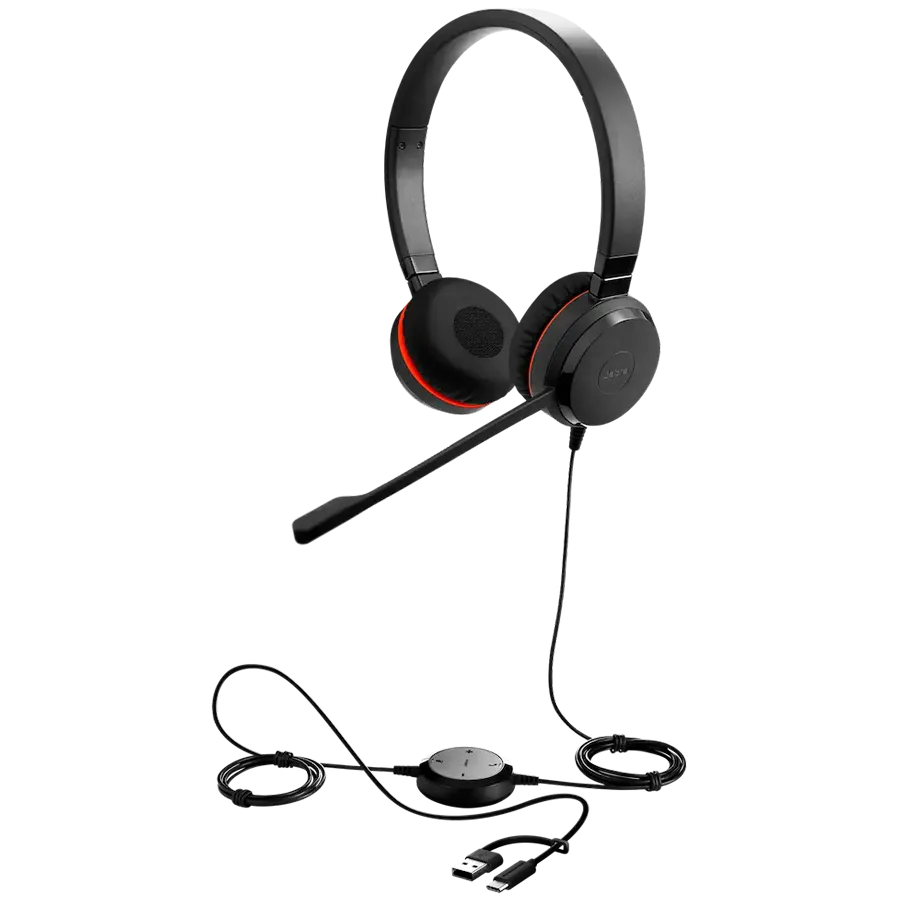 JABRA Evolve 20 SE, Stereo MS, USB C/A adapter, Leather Slika 1