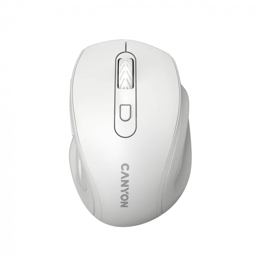 Canyon 6 buttons wireless 2.4Ghz mouse, MX8650A Sensor, DPI up to 1600,Injection case, 3 M life times left and right switches, 2xAAA battery, ABS material, Size: 105x71x40mm, Weight: 59g, white Slika 1