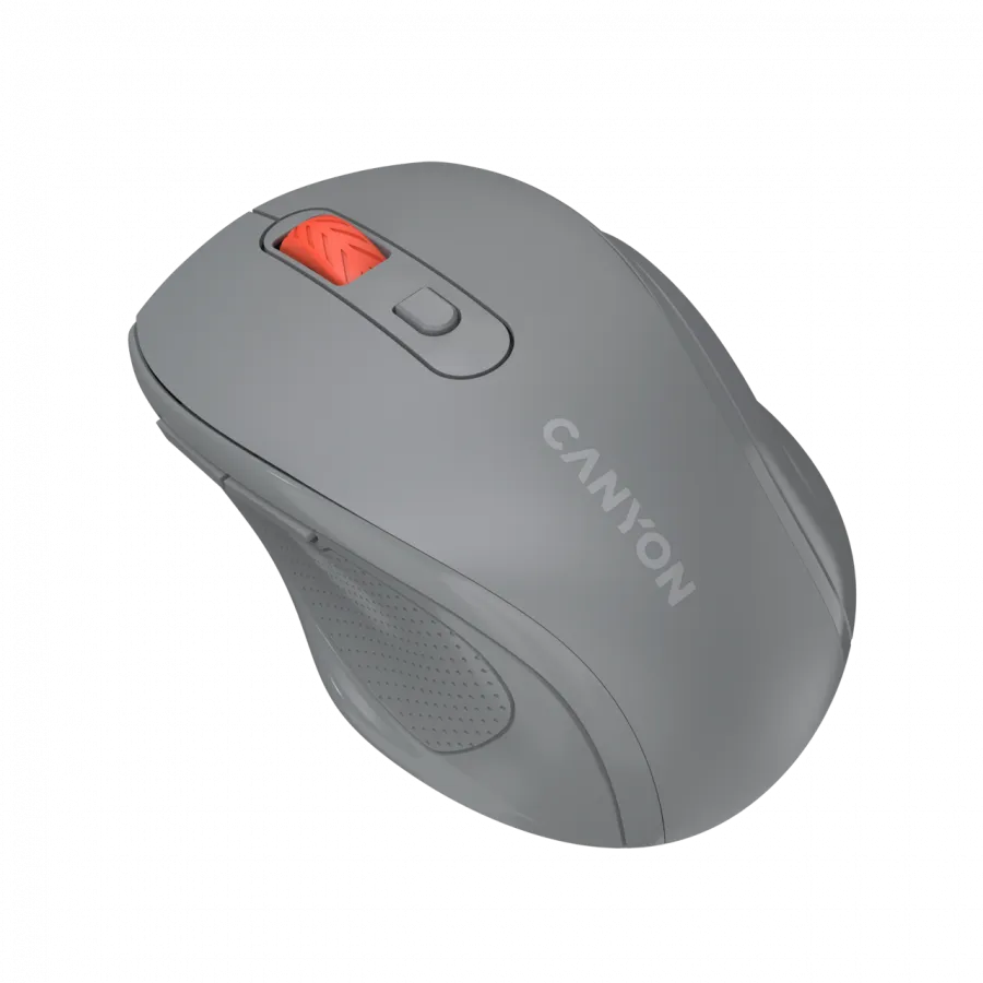 Canyon 6 buttons wireless 2.4Ghz mouse, MX8650A Sensor, DPI up to 1600,Injection case, 3 M life times left and right switches, 2xAAA battery, ABS material. Size: 105x71x40mm, Weight: 59g, Dark grey Slika 3