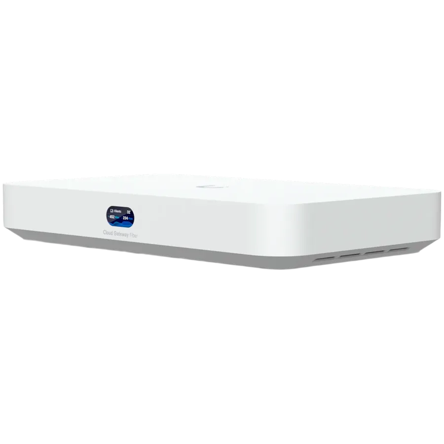 Ubiquiti UniFi UCG-Fiber-EU Desktop 10G Cloud Gateway with integrated PoE switch, Includes full UniFi application suite for device management, 5 Gbps routing with IDS/IPS, 10G SFP+ and (1) 10 GbE RJ45 WAN port, 10G SFP+ LAN port Slika 1