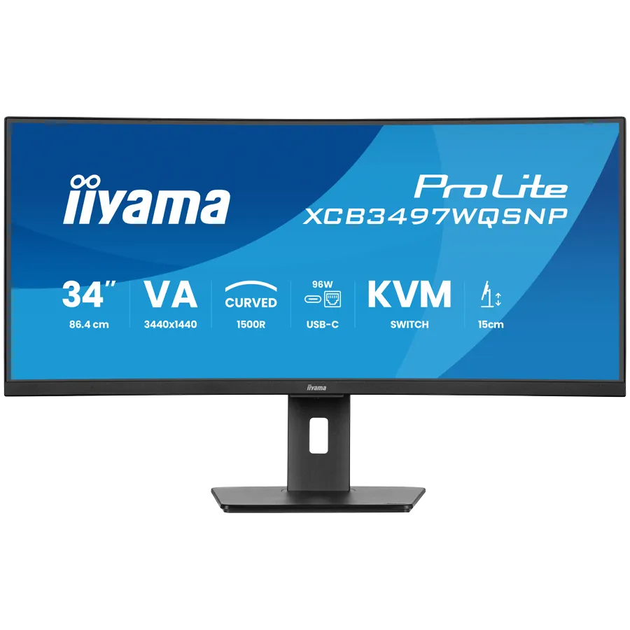 34" UW Curved VA-panel, 3440x1440-120Hz, 350cdm, 0,4ms MPRT, Speakers,USB-C Dock (LAN/KVM/95W PD),DisplayPort, 2xHDMI,USB HUB (2x3.2 2xC) ,Adaptive Sync.15cm Height Adj. Stand Slika 1