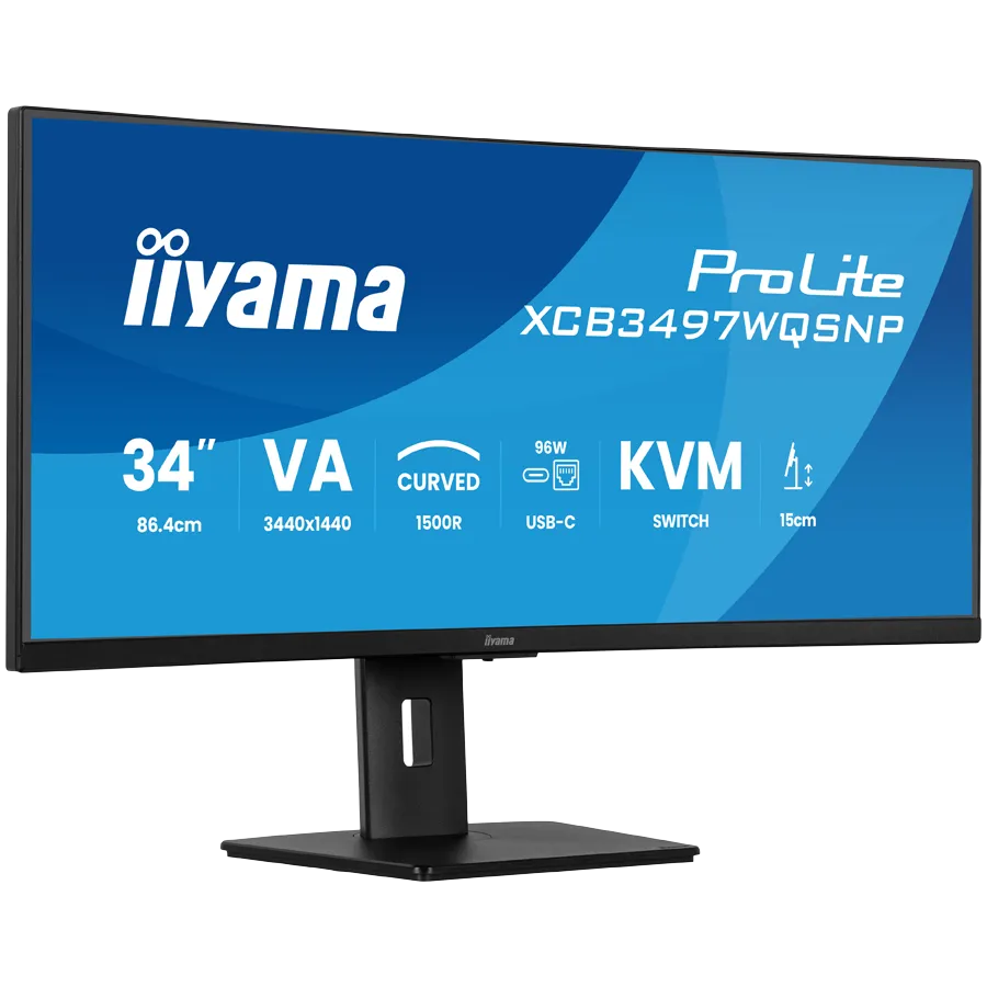 34" UW Curved VA-panel, 3440x1440-120Hz, 350cdm, 0,4ms MPRT, Speakers,USB-C Dock (LAN/KVM/95W PD),DisplayPort, 2xHDMI,USB HUB (2x3.2 2xC) ,Adaptive Sync.15cm Height Adj. Stand Slika 2