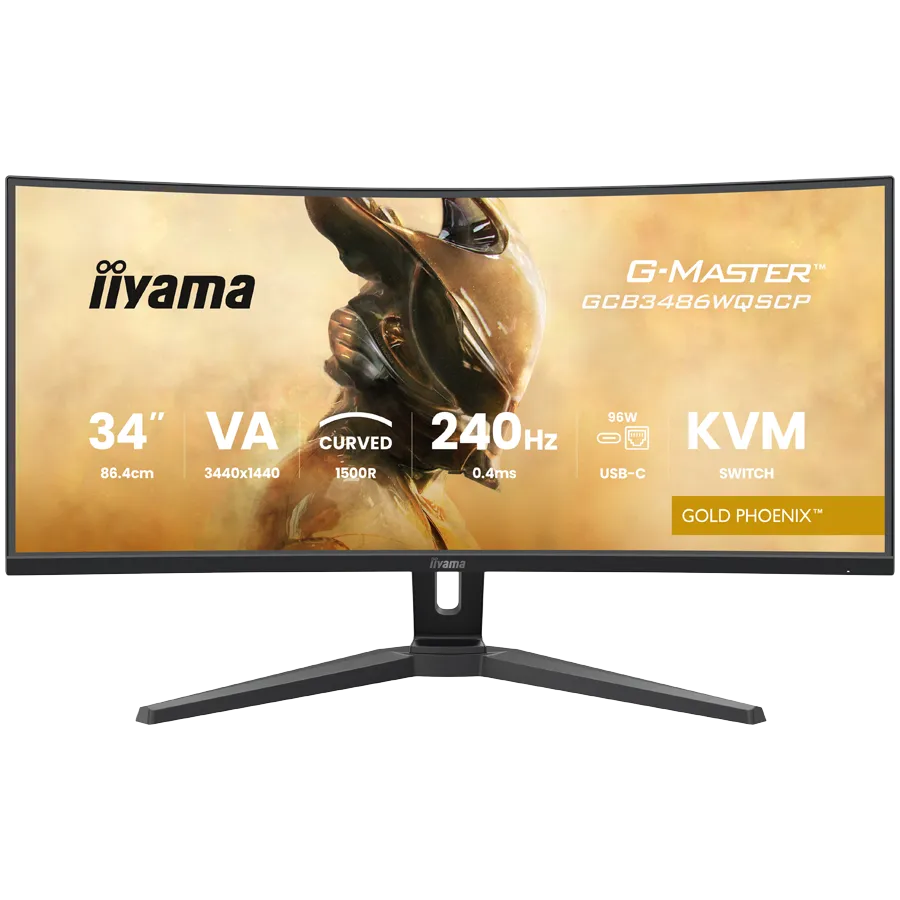 34" UW VA-panel, Curved Gaming 1500R,G-Master Gold Phoenix, 3440x1440-240Hz (21:9),0,4ms (MPRT),500cdm HDR400,FreeSync Premium,Speakers,2xHDMI (2.1) VRR/ALLM,2xDisplayPort, USB-C DOCK (LAN/KVM/95W PD),USB 2x3,2+1xC, PIP/PBP,13cm Height Adj. Stand Slika 1