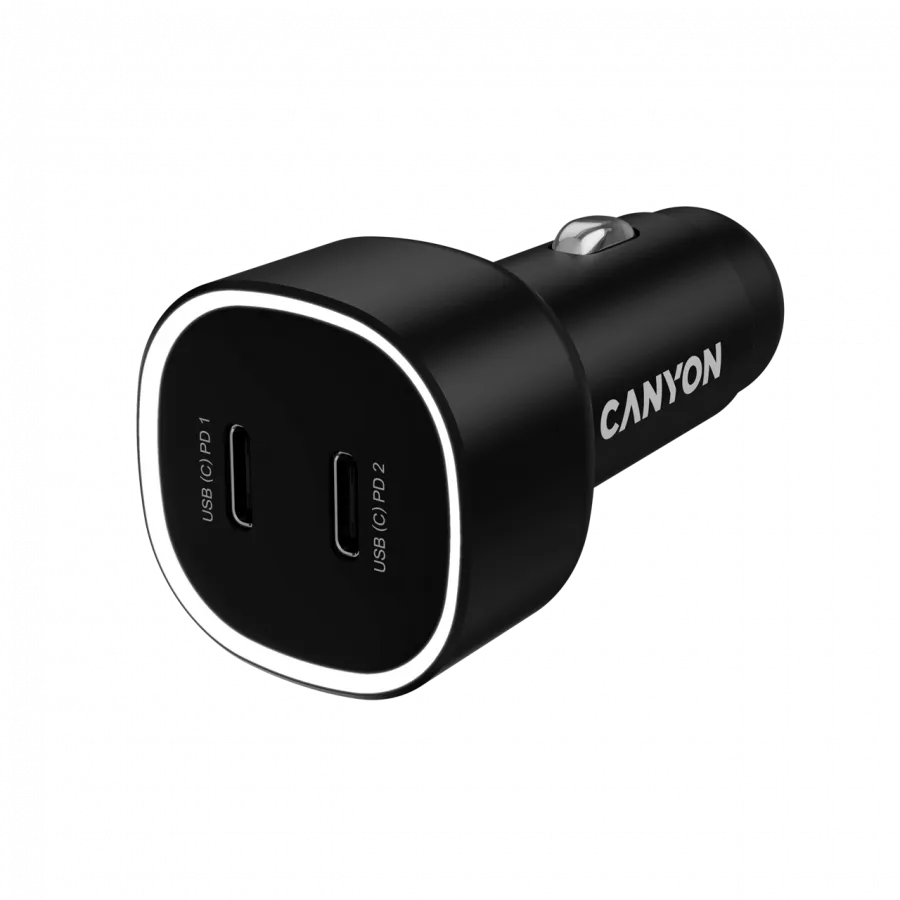 CANYON car charger OnDrive 60 PD 60W 2xUSB-C Black Slika 1