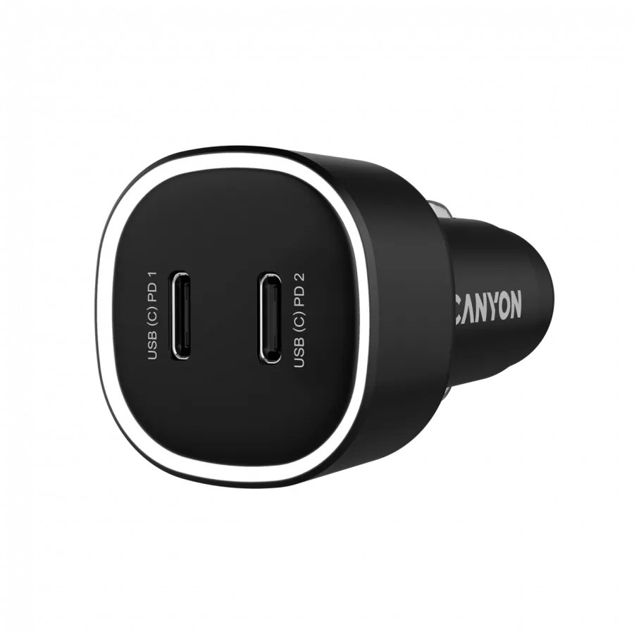 CANYON car charger OnDrive 60 PD 60W 2xUSB-C Black Slika 2