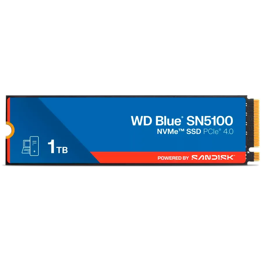 SSD WD Blue SN5100 1TB M.2 2280 PCIe Gen4 x4 NVMe QLC 3D, Read/Write: 7100/6700 MBps, IOPS 1000K/1300K, TBW: 600 Slika 1
