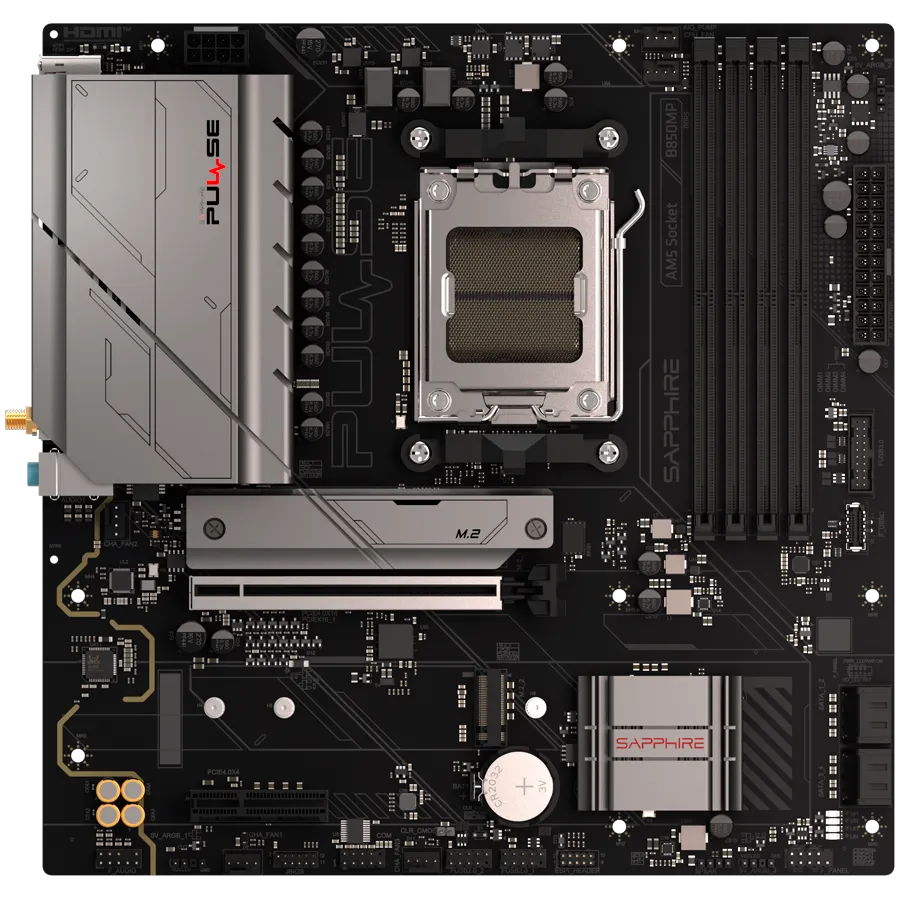 SAPPHIRE AMD B850M AM5 PULSE Ryzen R9/R7/R5, 4x DDR5 7600MHz, PCIE 5, 1x M.2 Gen5, 1x M.2 Gen4, LAN 2.5 Gbps, WIFI6, USB, MATX Slika 1