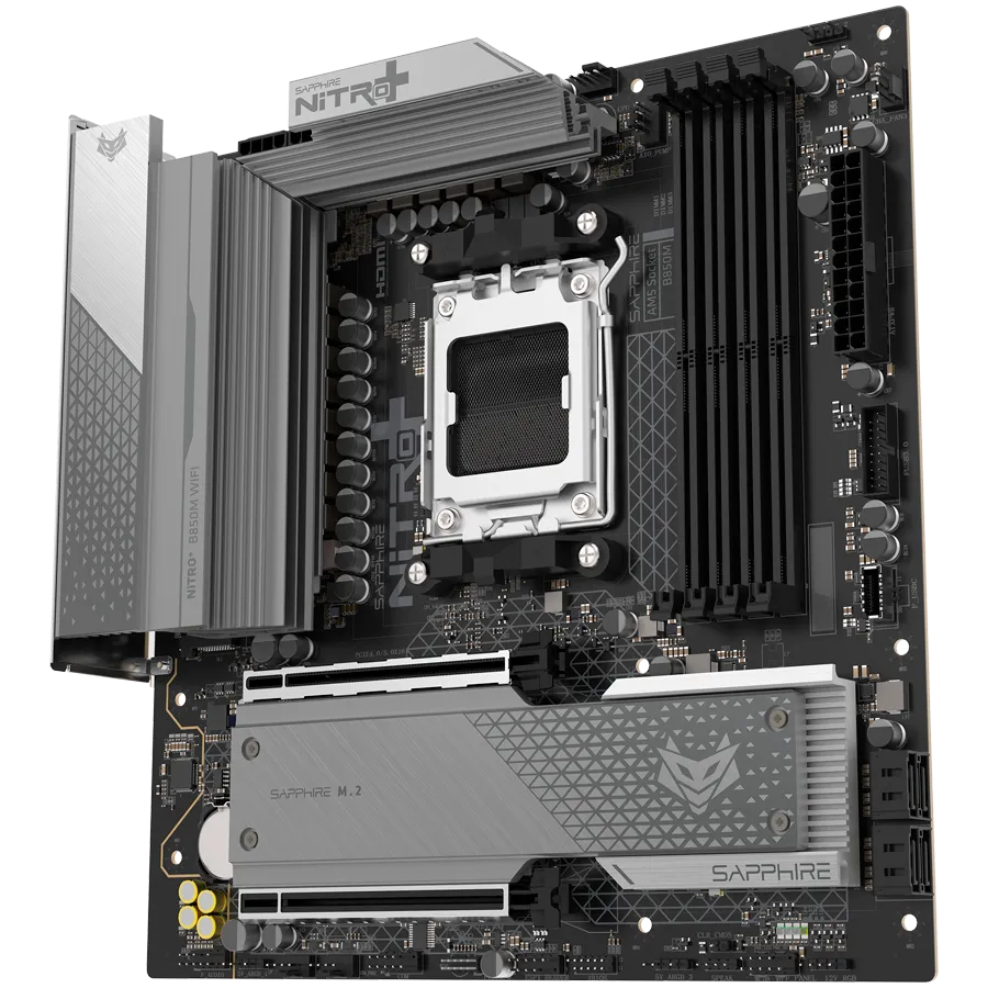 SAPPHIRE AMD B850M AM5 NITRO+ Ryzen R9/R7/R5, 4x DDR5 8000MHz, PCIE 5, 1x M.2 Gen5, 1x M.2 Gen4, LAN 2.5 Gbps, WIFI6, USB, MATX Slika 3