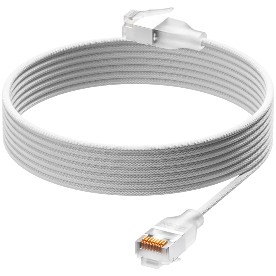 Ubiquiti UniFi Premium Patch Cable UACC-Cable-Patch-EL-C6A-1M-W Ultra-thin braided patch cable, designed and optimized for 10 GbE networking, Translucent booted RJ45 for optimal Etherlighting Slika 1