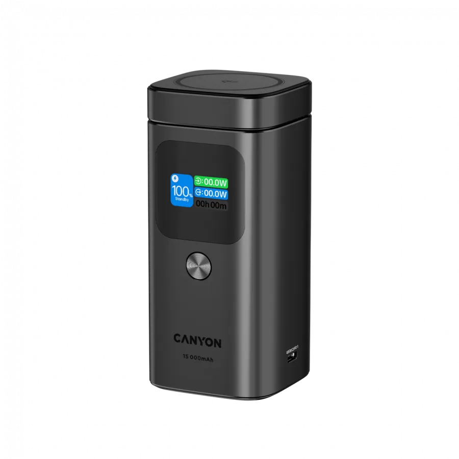 CANYON Qi2 magnetic power bank OnPower 150 15000mAh Aluminium Dark grey Slika 2