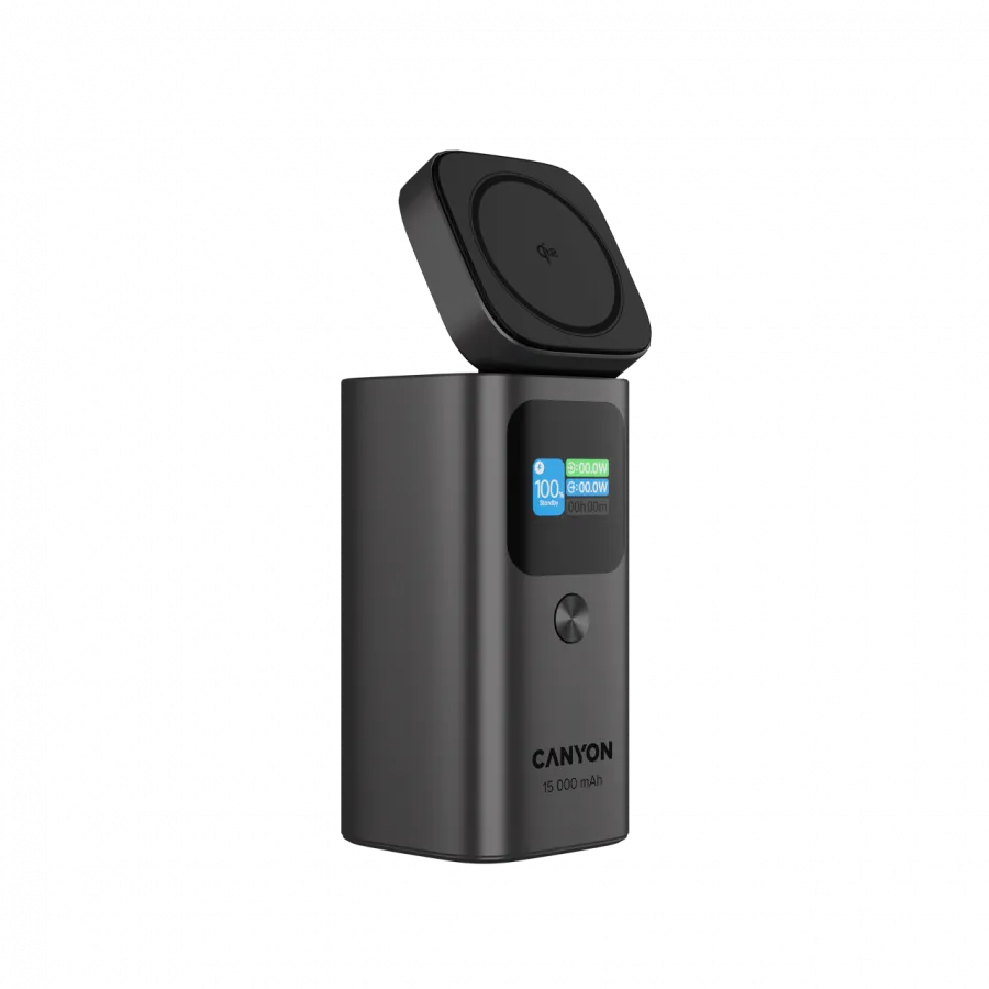 CANYON Qi2 magnetic power bank OnPower 150 15000mAh Aluminium Dark grey Slika 5
