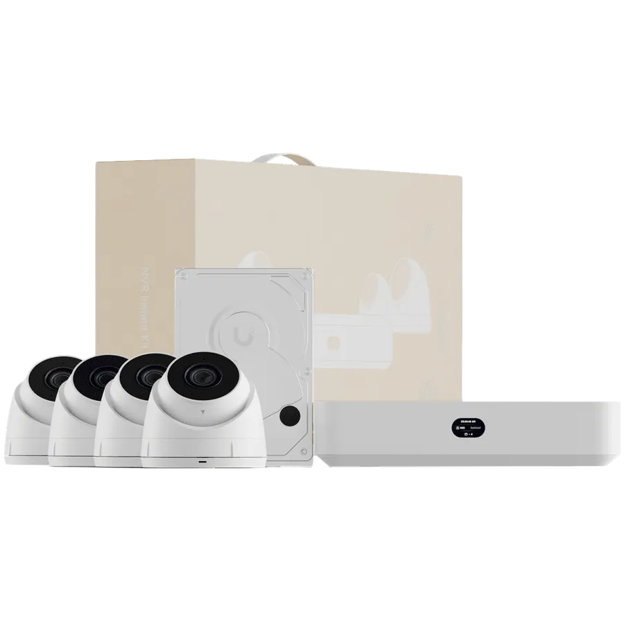 Ubiquiti UniFi UNVR-Instant-KIT-EU Compact Protect NVR Kit, includes (1) UniFi Protect NVR Instant with (4) G5 Turret Ultra cameras and (1) 1TB HDD, delivering an all-in-one solution for fast and effortless setup Slika 1