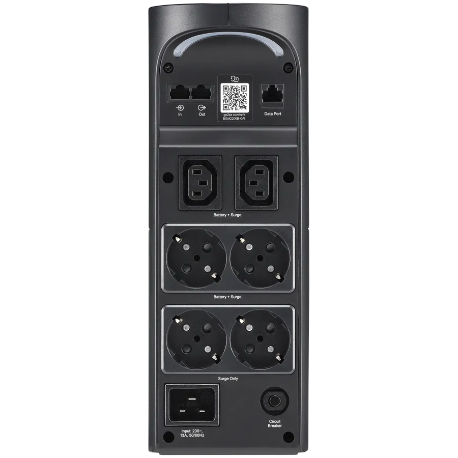 APC Back-UPS Pro for Gaming, 2200VA/1320W, Tower, 230V, 4x Schuko and 2x IEC C13 outlets, RGB Lights, Pure Sine Wave, Midnight (Black) Slika 2