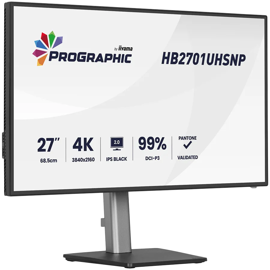 IIYAMA 27" IPS BLACK 2.0 panel, 3840x2160 UHD, DCI-P3 99%, Pantone Certified, Delta E 2, USB-C Dock (LAN 96W PD DP-OUT), 4ms, 15cm height adj. stand, 450cd/m2, CR 3000:1, HDMI, DisplayPort, Speakers, USB HUB (3x 3.2+1xC) Slika 2