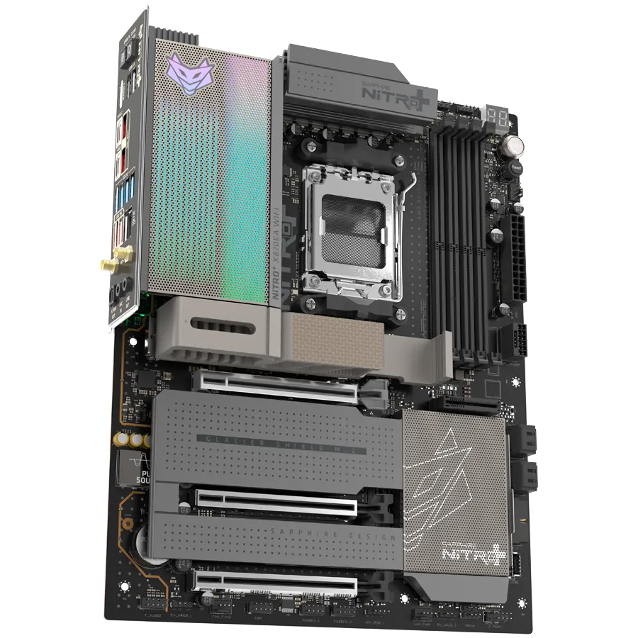 SAPPHIRE AMD X870E AM5 NITRO+ Ryzen R9/R7, 4x DDR5 8400MHz, PCIE 5, 2x M.2 Gen5, 2x M.2 Gen4, LAN Gbps, WIFI7, USB, ATX Slika 2