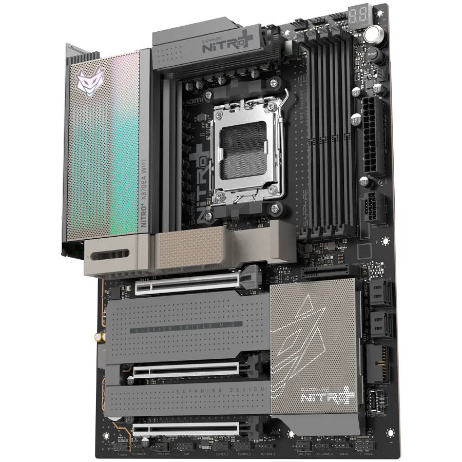 SAPPHIRE AMD X870E AM5 NITRO+ Ryzen R9/R7, 4x DDR5 8400MHz, PCIE 5, 2x M.2 Gen5, 2x M.2 Gen4, LAN Gbps, WIFI7, USB, ATX Slika 3