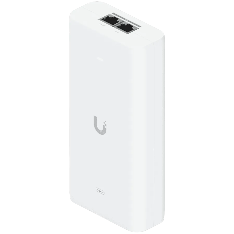 Ubiquiti UniFi 10G PoE+++ Adapter (90W), can power UniFi PoE+++ devices, reduce dependency on PoE switch power, and provide a Multi-Gigabit LAN connection, Contains RJ45 data input, AC cable with earth ground, and PoE+++ output Slika 1