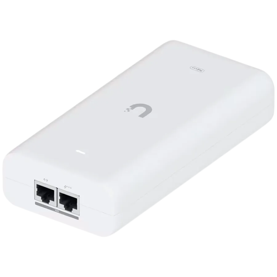 Ubiquiti UniFi 10G PoE+++ Adapter (90W), can power UniFi PoE+++ devices, reduce dependency on PoE switch power, and provide a Multi-Gigabit LAN connection, Contains RJ45 data input, AC cable with earth ground, and PoE+++ output Slika 4