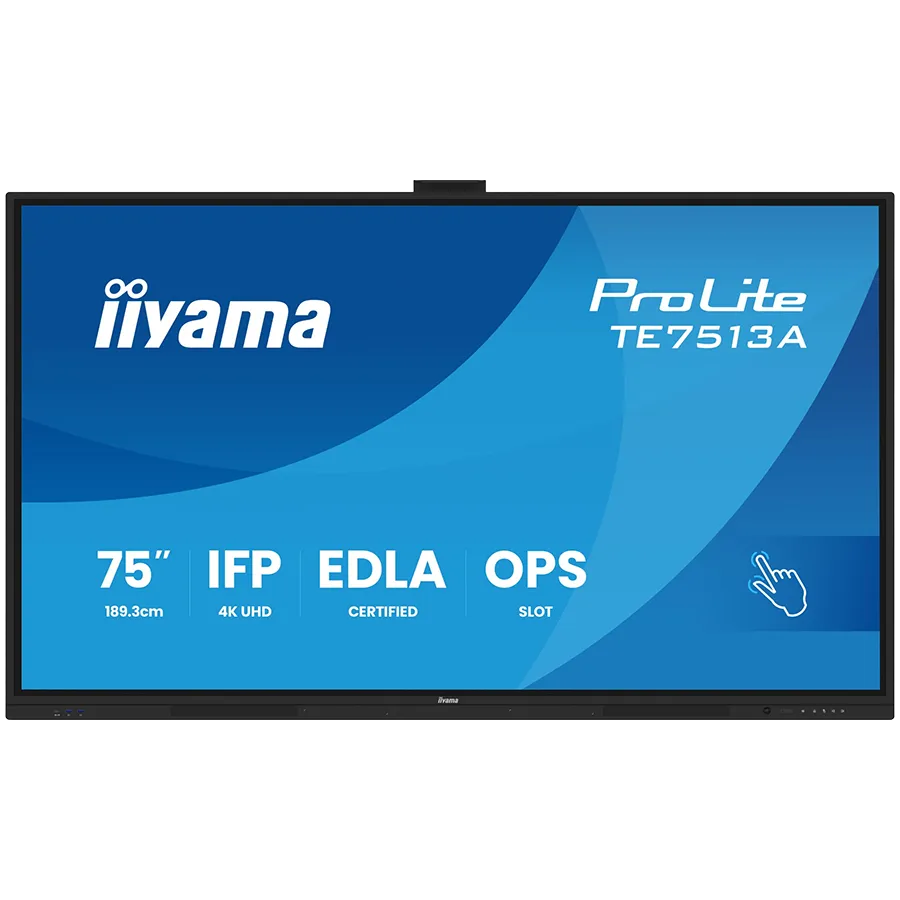 Iiyama Prolite TE7513A-B2AG 75''UHD VA 3840x2160 400cd 1200:1 8ms Android 1, 8/128GB, 40-Points, VGA, HDMI 2x HDMI-out 2x USB-C, Audio mini-jack and Optical Out (S/PDIF), USB Touch Interface,  Landscape mode, Media Play USB Ports, AntiGlare Glass,LAN Slika 2