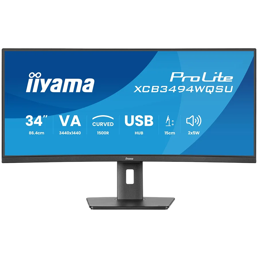 Iiyama XCB3494WQSU-B1 LED monitor curved 34 3440 x 1440 UWQHD 120 Hz VA 350 HDMI DisplayPort USB-C speakers matte black Slika 1