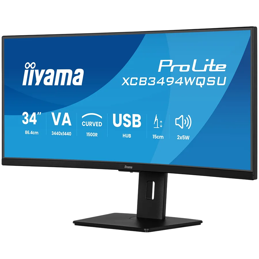 Iiyama XCB3494WQSU-B1 LED monitor curved 34 3440 x 1440 UWQHD 120 Hz VA 350 HDMI DisplayPort USB-C speakers matte black Slika 2