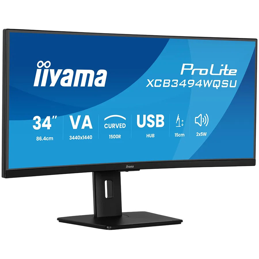 Iiyama XCB3494WQSU-B1 LED monitor curved 34 3440 x 1440 UWQHD 120 Hz VA 350 HDMI DisplayPort USB-C speakers matte black Slika 3