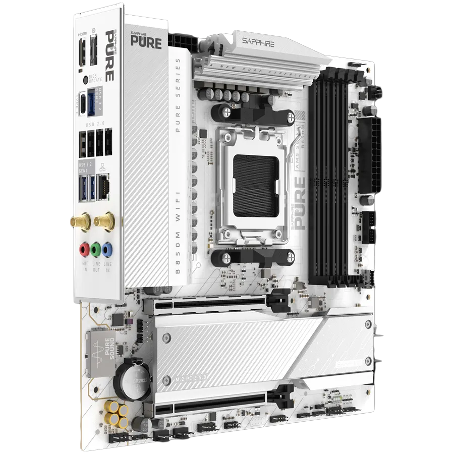 SAPPHIRE AMD B850M AM5 PURE Ryzen R9/R7/R5, 4x DDR5 8000MHz, PCIE 5, 1x M.2 Gen5, 1x M.2 Gen4, LAN 2.5 Gbps, WIFI6, USB, MATX Slika 2