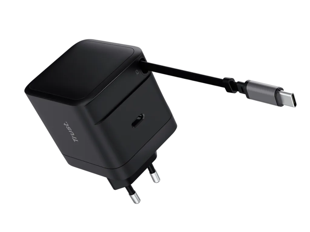 Trust Punjac TRUST MAXO 65W RTRCT/2x USB-C/rectractable/0.67m/laptop/tablet/smartphone/crna Slika 3