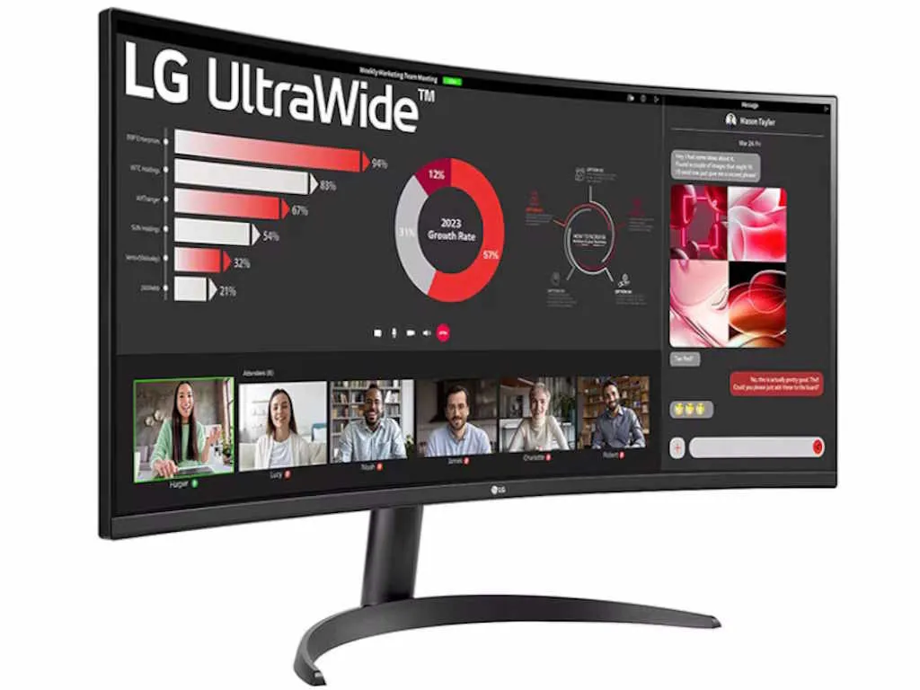 Monitor LG 34WR50QK-B.AEU 34"/VA,21:9,zakrivljen/3440x1440/100Hz/5ms GtG/HDMIx2,DP/crna Slika 1
