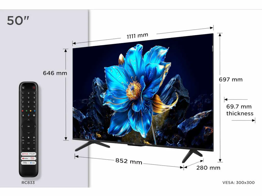 Televizor TCL 50P7K/QLED/50"/4K/60Hz/Google TV/crna Slika 2