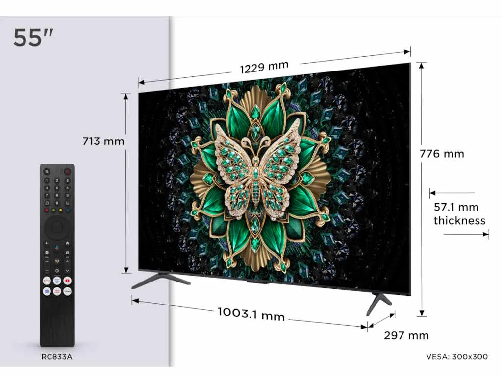 Televizor TCL 55C6K/QLED-Mini LED/55"/4K UHD/144Hz/Google TV/crna Slika 1