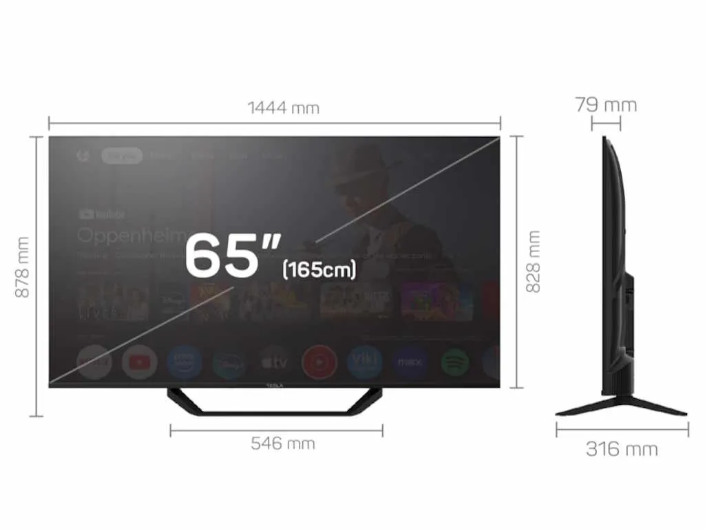 Tesla Televizor TESLA 65E655BUS/D-LED/65"/4K/Smart/Google TV/crna Slika 3