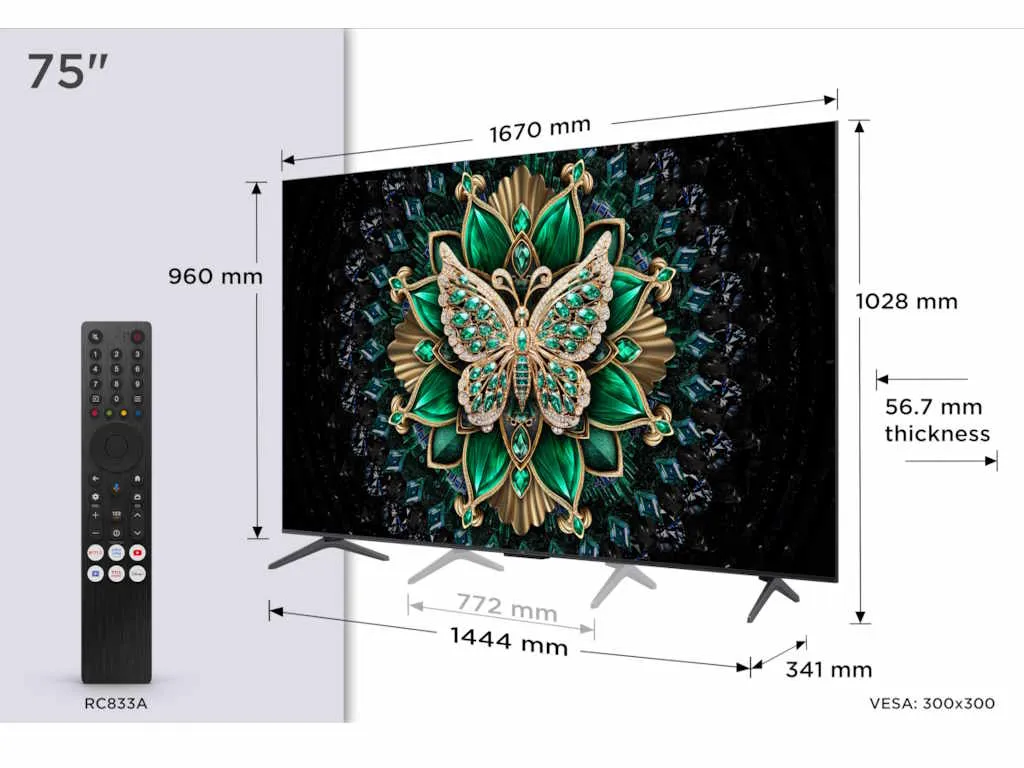 Televizor TCL 75C6K/QLED-Mini LED/75"/4K UHD/144Hz/Google TV/crna Slika 1