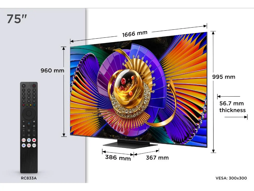 Televizor TCL 75C7L/SQD-MiniLED/75"/4K UHD/144Hz/Google TV/Bang&Olufsen/crna Slika 2