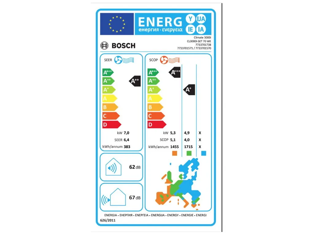 Bosch Klima BOSCH Climate 3000i BAC3I-2432IA/inverter/WiFi Ready/A++/A+/R32/24000BTU/bela Slika 1
