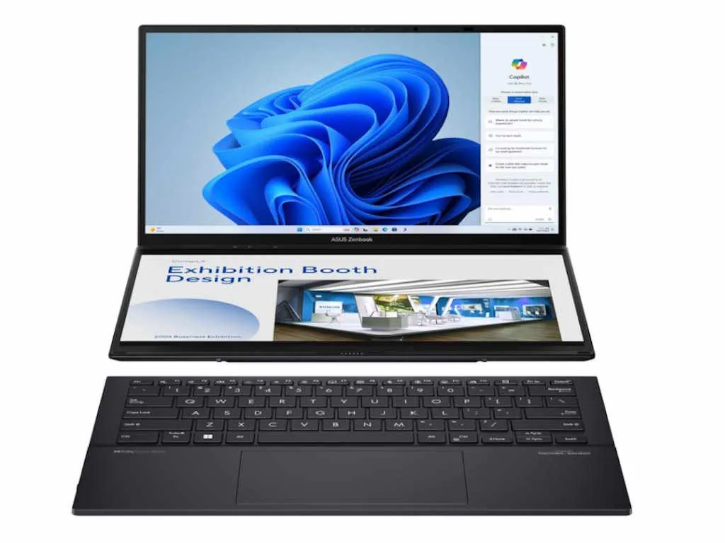 Asus Laptop ASUS ZenBook Duo UX8406MA-PZ051W Win11 Home/14"OLED WQXGA/U9-185H/32GB/2TB SSD/futrola/siva Slika 1