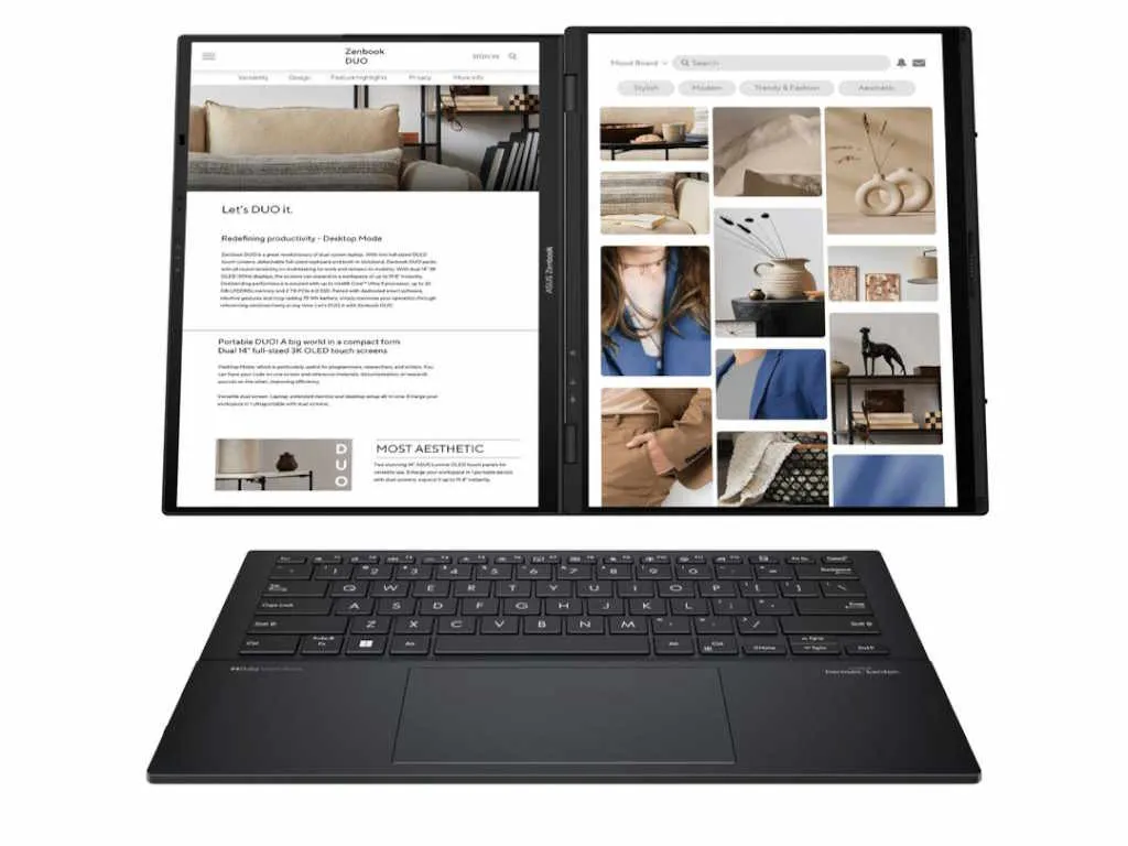 Asus Laptop ASUS ZenBook Duo UX8406MA-PZ051W Win11 Home/14"OLED WQXGA/U9-185H/32GB/2TB SSD/futrola/siva Slika 4