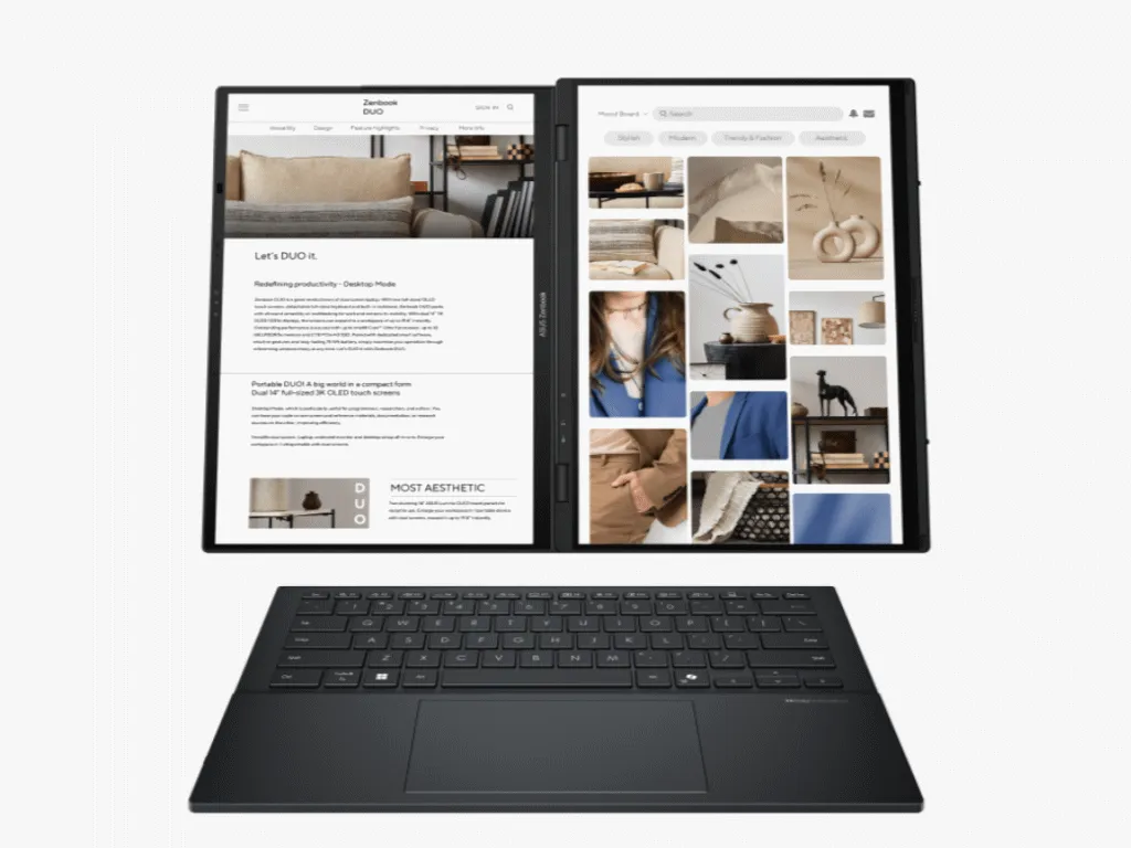 Asus Laptop ASUS ZenBook Duo UX8406CA-PZ005W/WIn11 Home/14" OLED 3K/U9-285H/32TB/2TB/siva Slika 4