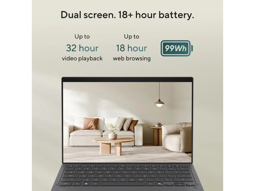 Laptop ASUS Zenbook Duo UX8407AA-SN151X W11P/14"3KOLEDTouch/U9 386H/32GB/2TB/olovka/futrola/2 ekrana Slika 7