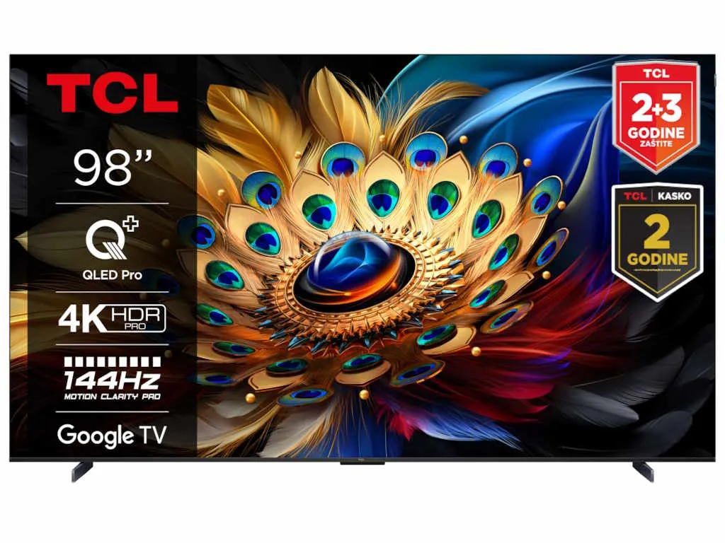 Televizor TCL 98C655/QLED/98"/4K UHD/144Hz/Google TV/crna Slika 1