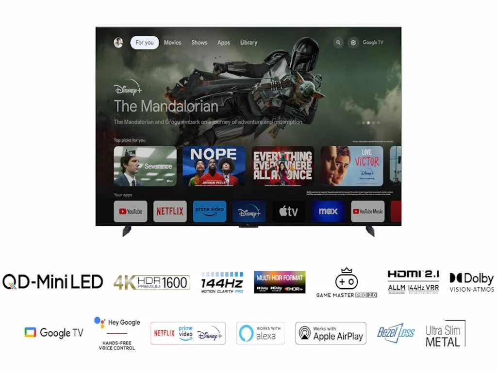 Televizor TCL 98C805/Mini LED-QLED/98"/4K HDR/144Hz/Google TV/crna Slika 2