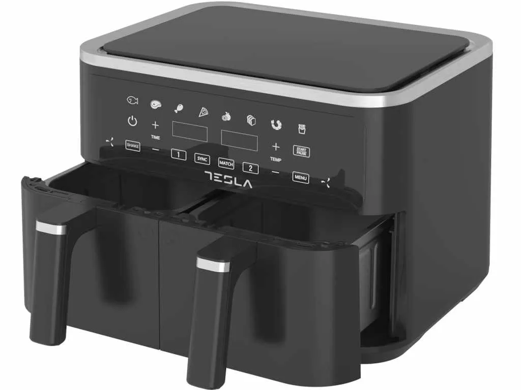 Tesla Air Fryer TESLA AF900BSD 2400W/4.5L+4.5L/digital panel/crna-inox Slika 4