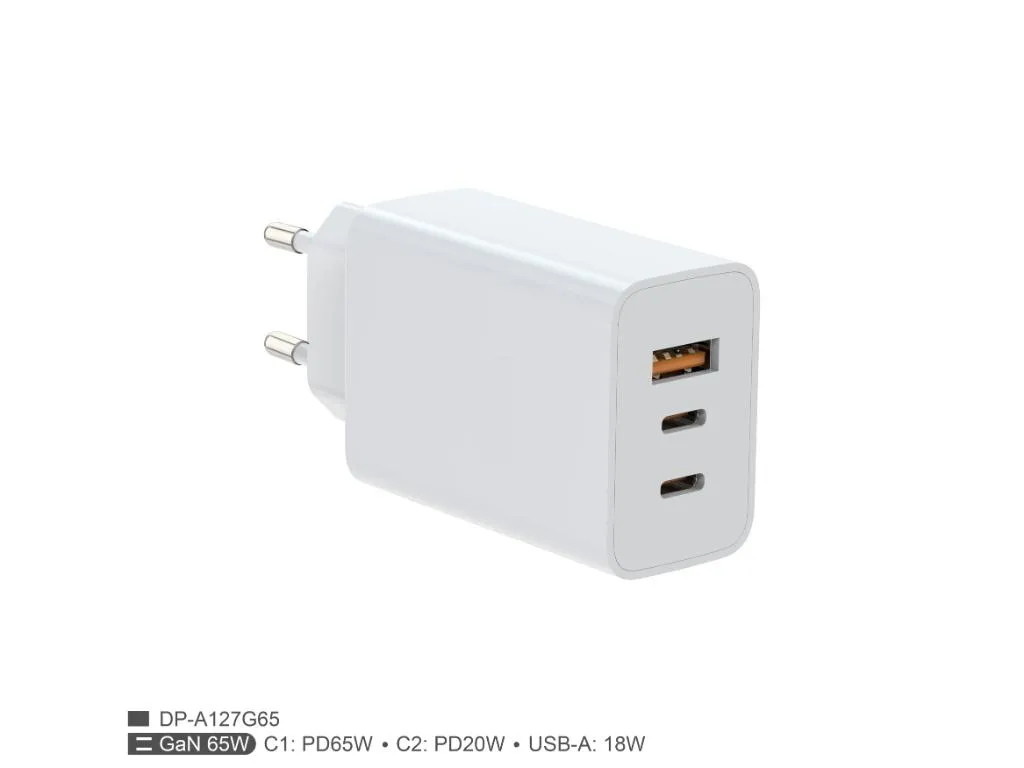 Zidni punjac FULMOVA GAN PD/65W/bela sa USB-C kablom Slika 2