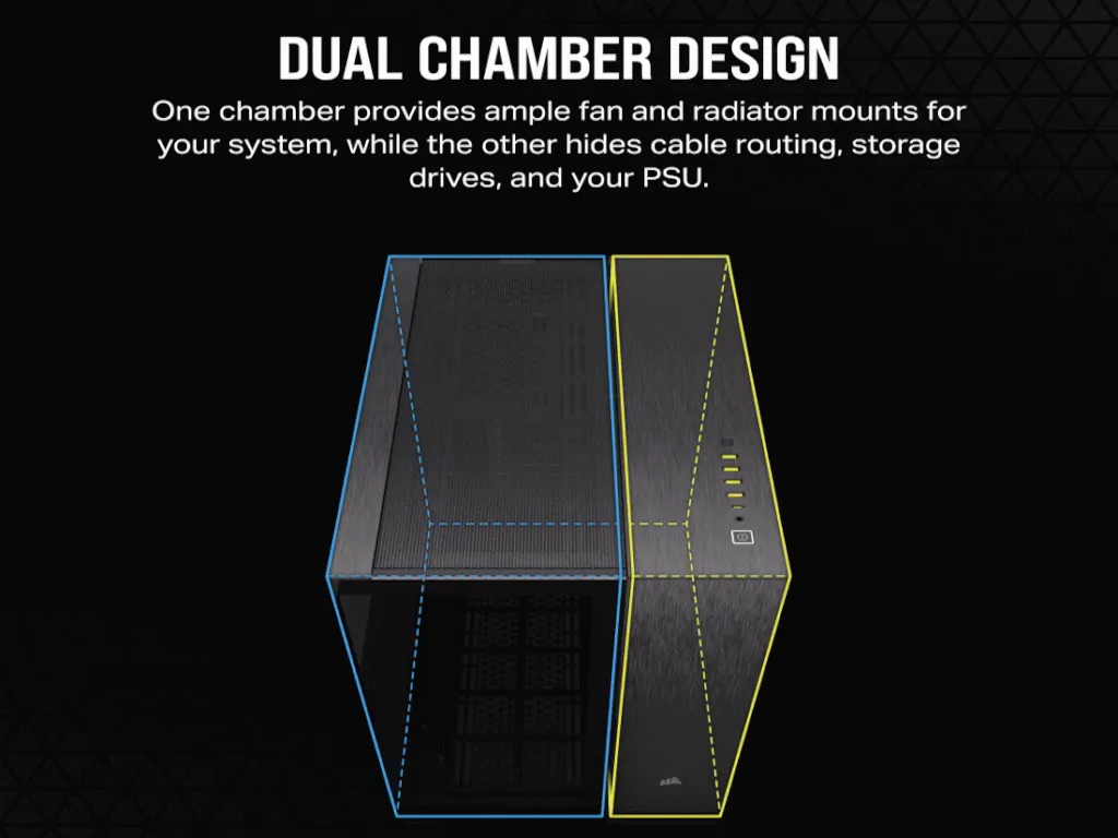 Corsair Kucište CORSAIR 6500X Mid-Tower/dve komore/kaljeno staklo/bez napajanja/crna/obsidijan aluminijum Slika 5