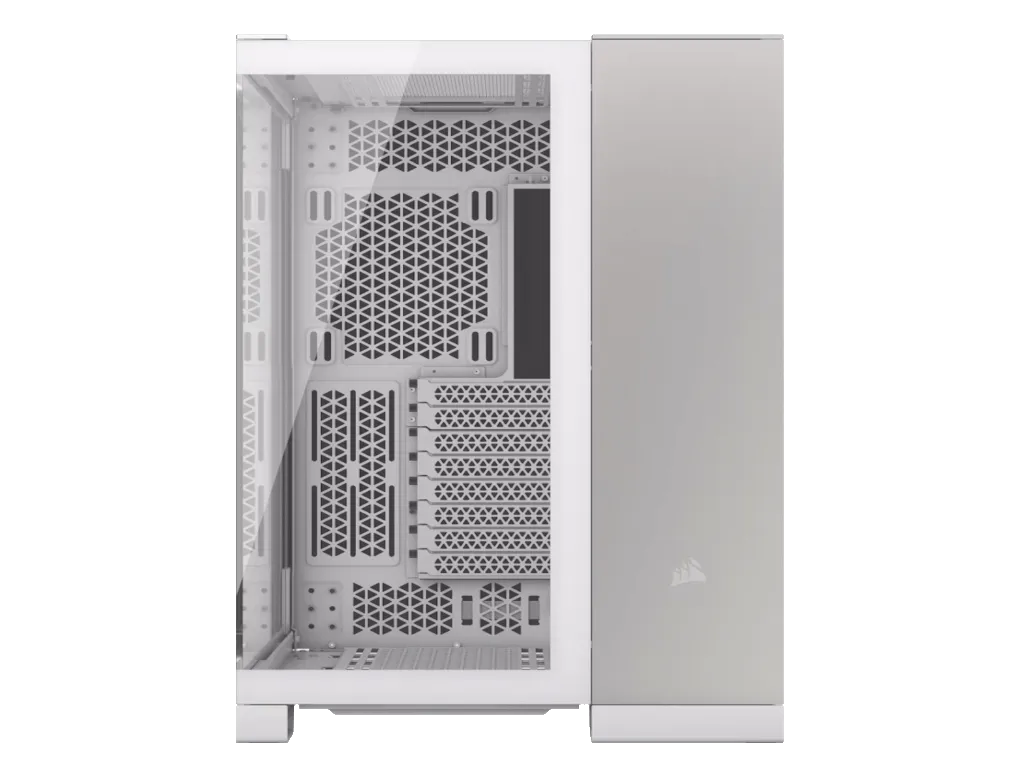 Corsair Kucište CORSAIR 6500X Mid-Tower/dve komore/kaljeno staklo/bez napajanja/bela/saten sivo aluminijum Slika 1